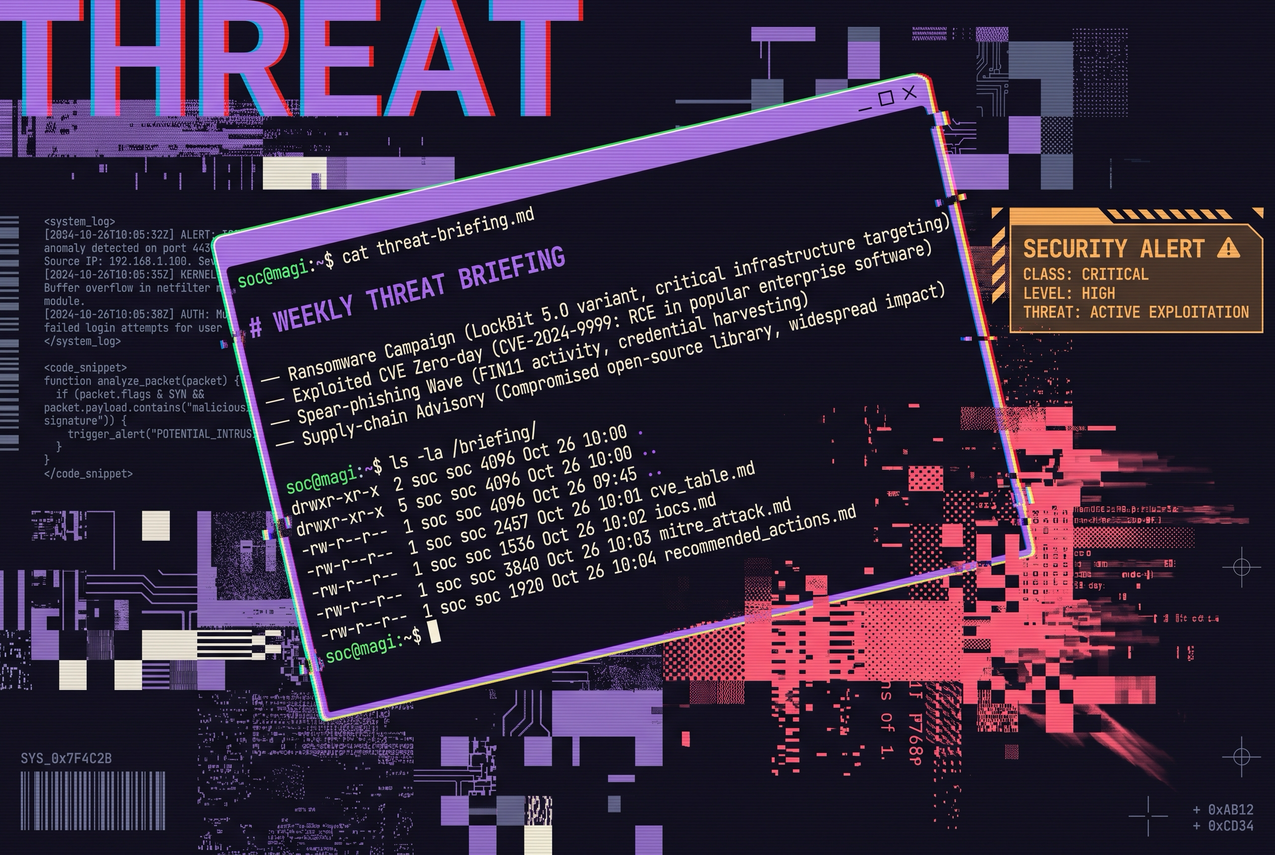 A threat briefing tool feeding untrusted text into an AI, with a risk assessment wrapped around the whole flow before anything ships.